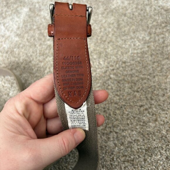 Elasticated Belt with Leather Ends Brown & Greenish Size 44 - Picture 4 of 7